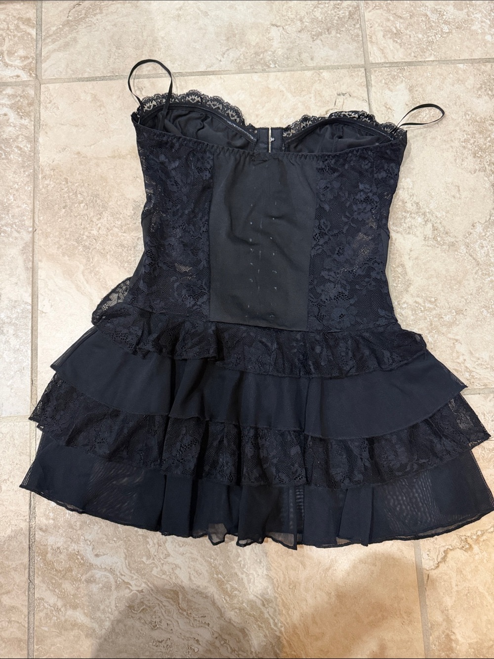 Windsor Black Lace Bustier Peplum Mini Dress - Picture 2 of 6